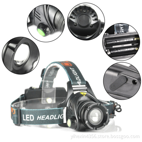 Boruit Newest ABS High Quality Zoomable Rechargeable Led Headlamp 18650 Battery Power Supply